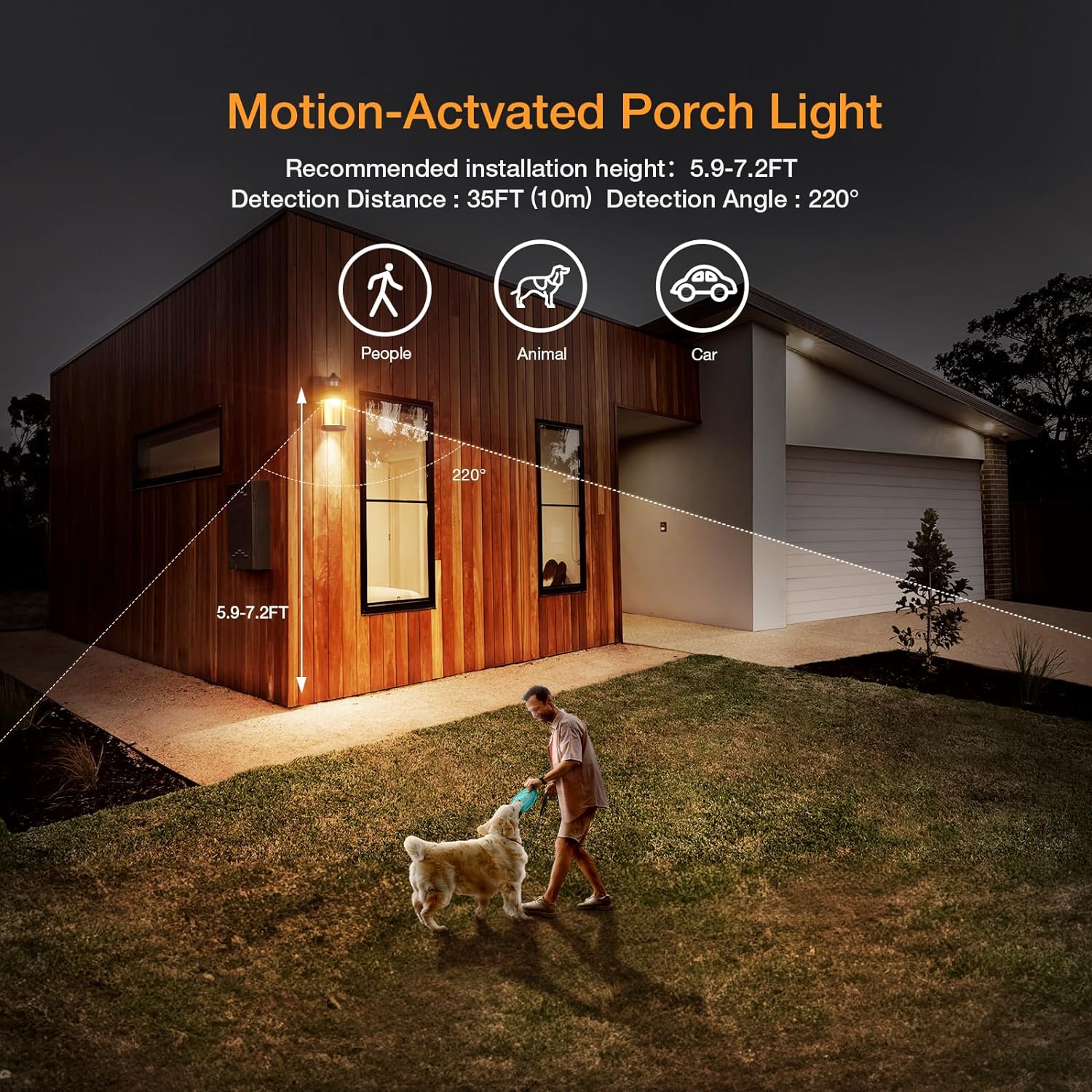 Ehaho EH-BD02 Porch Lights Motion Sensor Outdoor | 2700K 800LM