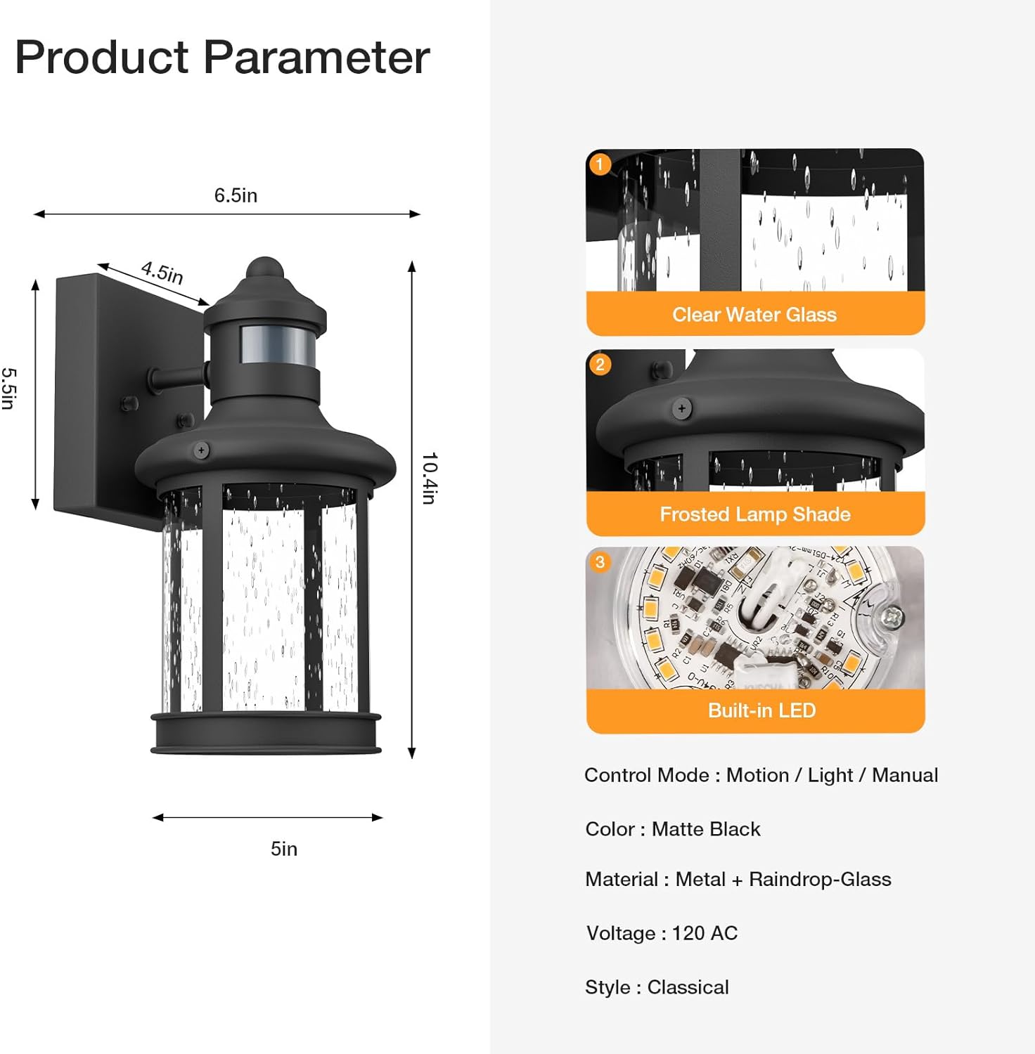 Ehaho EH-BD02 Porch Lights Motion Sensor Outdoor | 2700K 800LM