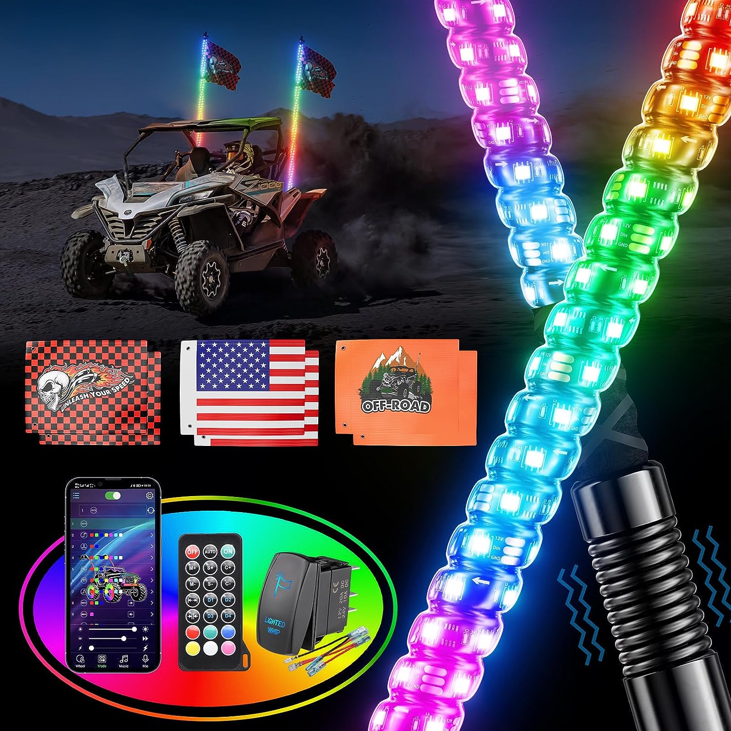 Ehaho LED Whip Lights for UTV ATV with Spring Base Ehaho US